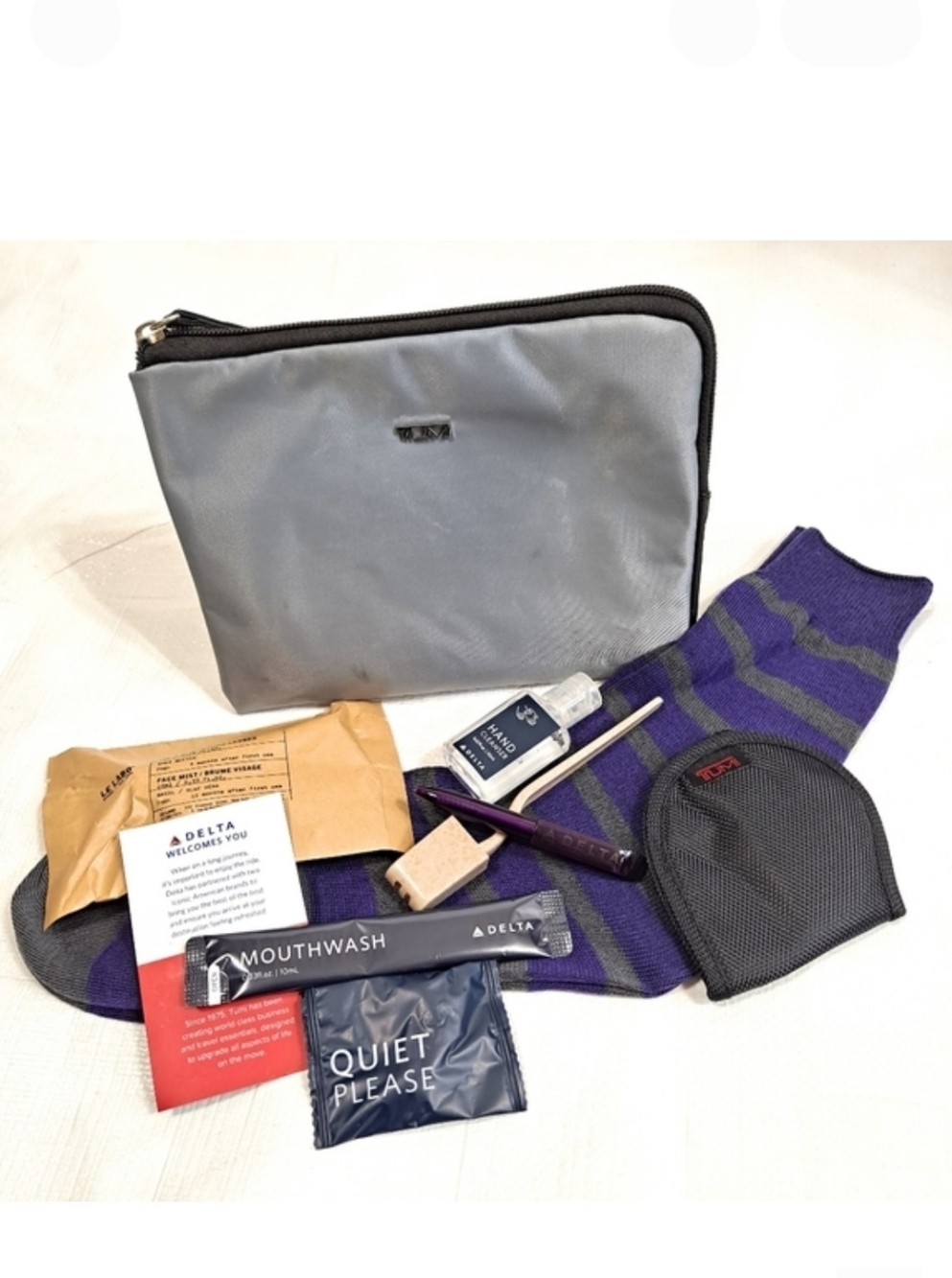 Tumi x Delta Airlines Grey Cosmetic Travel Pouch Bag